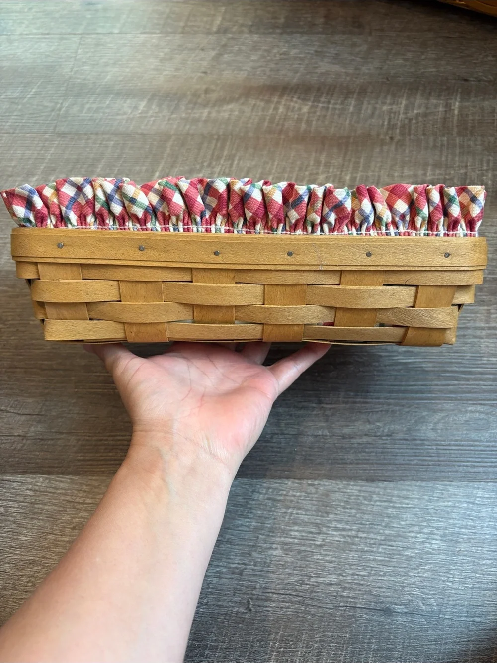 Longaberger Rectangular Basket 2004 Plaid Insert & Protector 11.5”